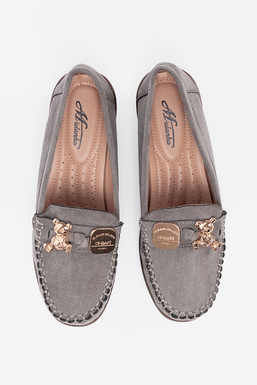 graue Farbe Halbschuhe mit goldenen Details