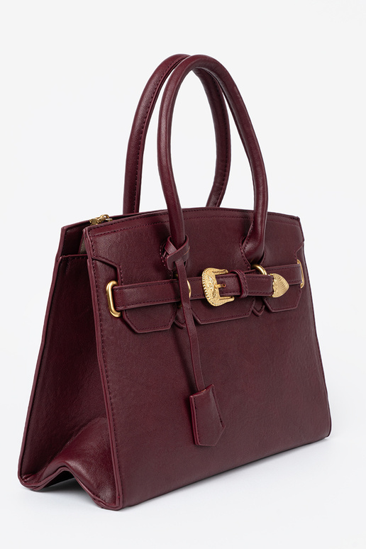 Burgund Handtasche mit Zierschnalle Zu goldenm kolorze