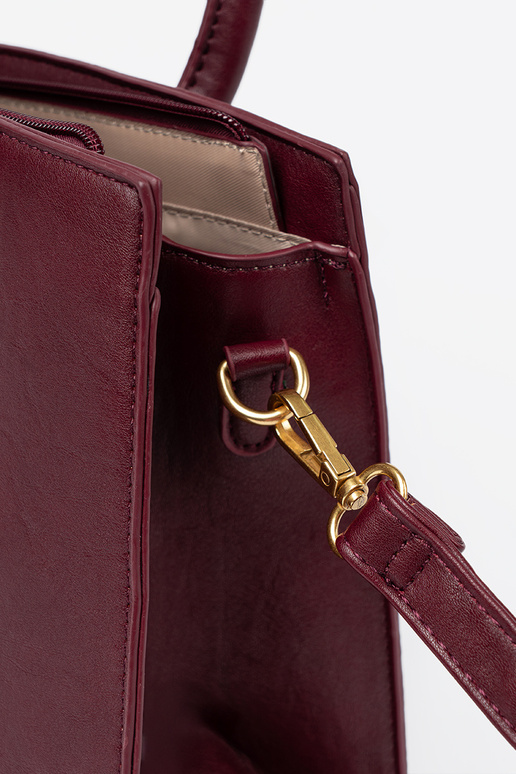Burgund Handtasche mit Zierschnalle Zu goldenm kolorze