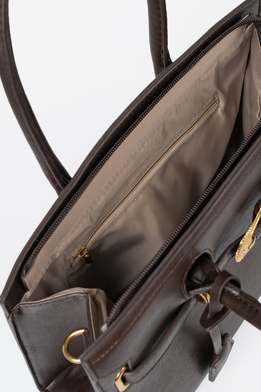 Dunkelbraun Handtasche mit Zierschnalle Zu goldenm kolorze