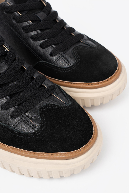 schZuarze Farbe Sneakers Stilvollllschuhe Haut na Beigej platformie Sergio Leone