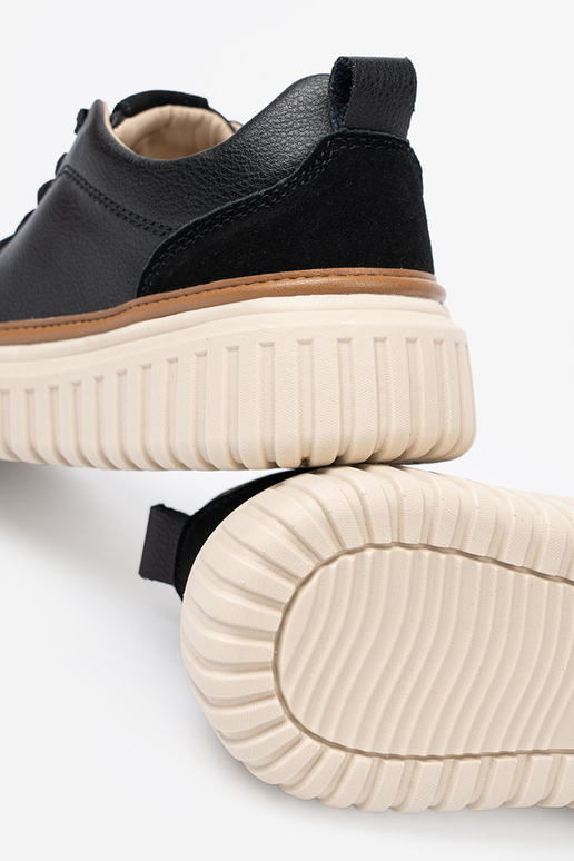 schZuarze Farbe Sneakers Stilvollllschuhe Haut na Beigej platformie Sergio Leone