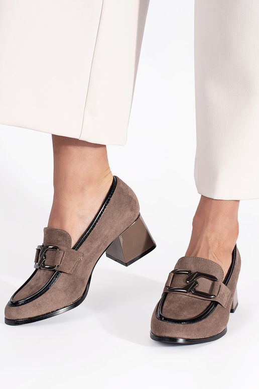 aus INildleder Beige Halbschuhe auf einer dicken Stange