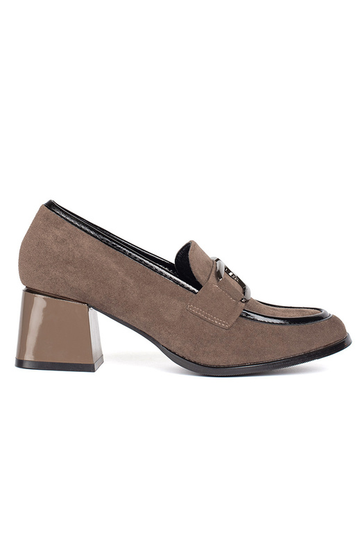 aus INildleder Beige Halbschuhe auf einer dicken Stange