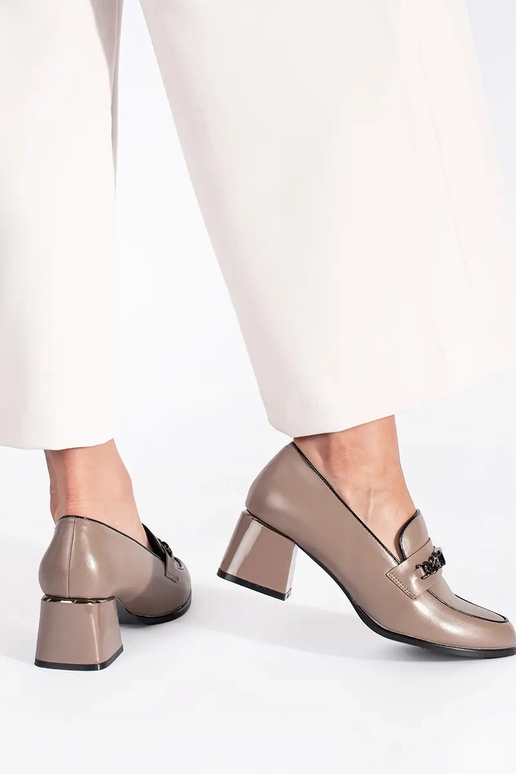 Beige Frauen Halbschuhe auf High Heels