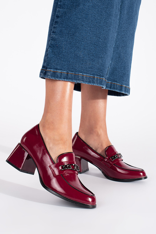 Burgund Frauen Halbschuhe auf High Heels