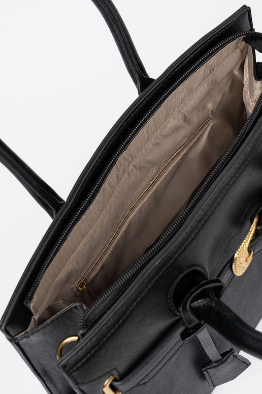 SchZuarz Handtasche mit Zierschnalle Zu goldenm kolorze