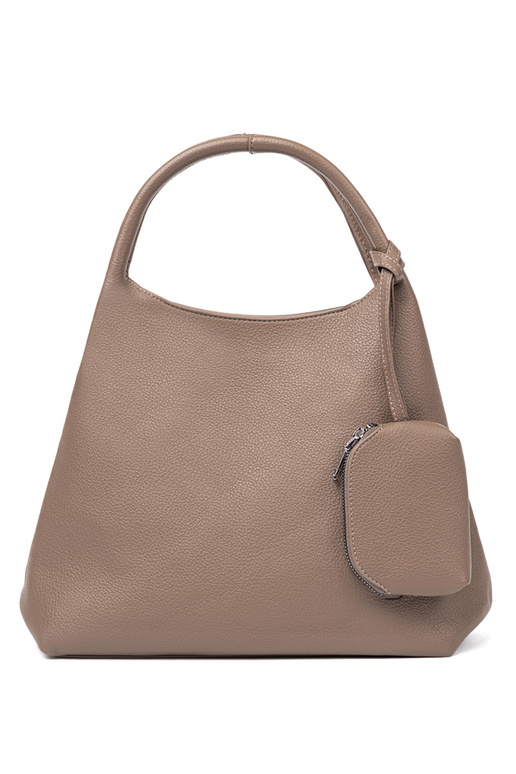 Elegant dunkelBeige Handtasche z kosmetyczką Zu środku