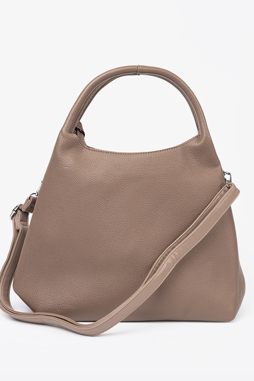 Elegant dunkelBeige Handtasche z kosmetyczką Zu środku