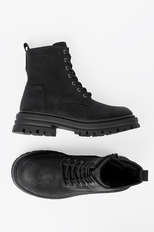 schZuarze Farbe Frauen Schuhee z Schnürsenkelm i bieżnikiem Sergio Leone