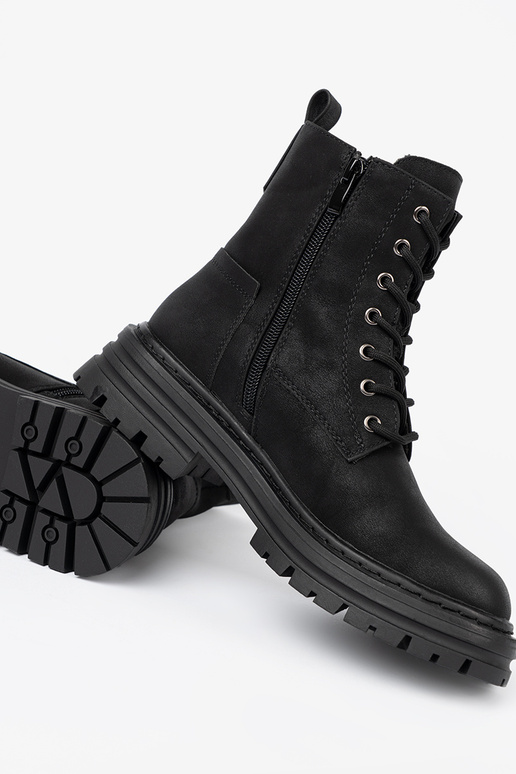 schZuarze Farbe Frauen Schuhee z Schnürsenkelm i bieżnikiem Sergio Leone