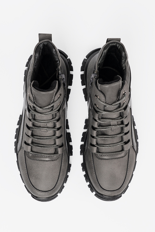 graue Farbe geschnürt Stiefel z grubą podeszZuą Sergio Leone