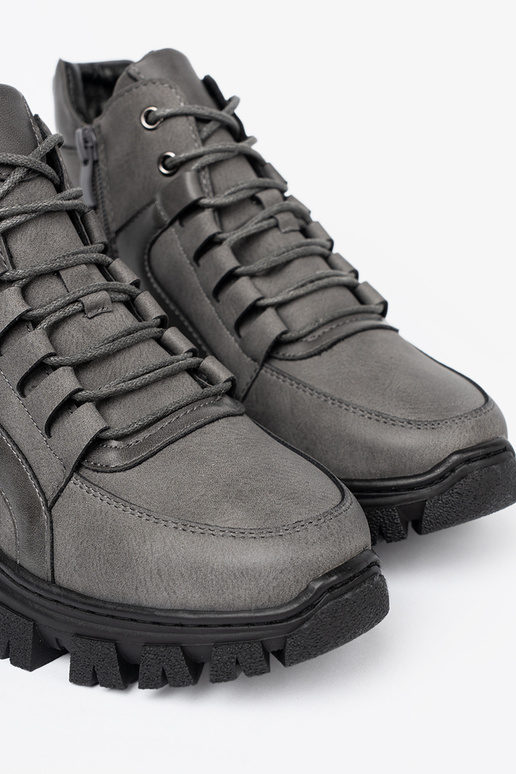 graue Farbe geschnürt Stiefel z grubą podeszZuą Sergio Leone