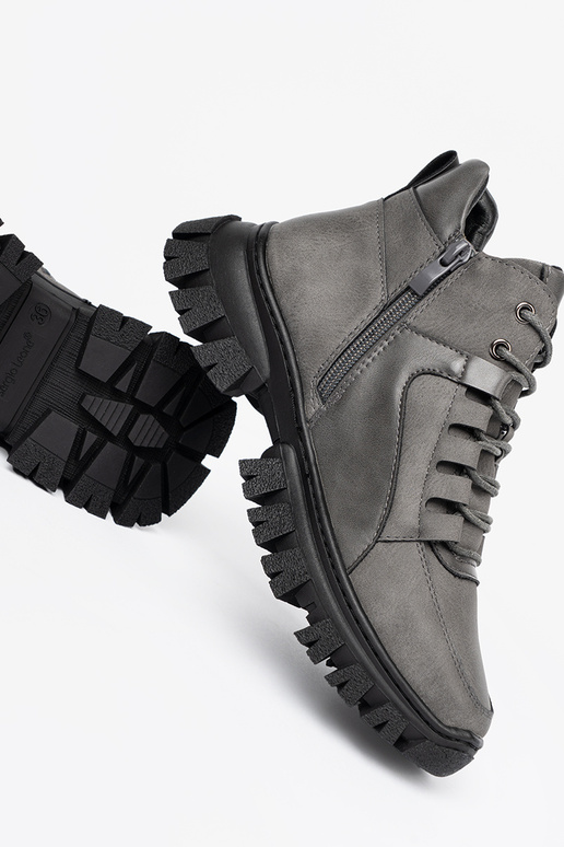 graue Farbe geschnürt Stiefel z grubą podeszZuą Sergio Leone