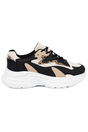 SchZuarz und-Beige Sneakers modellieren Schuhe mit einem massiven Plateau 2