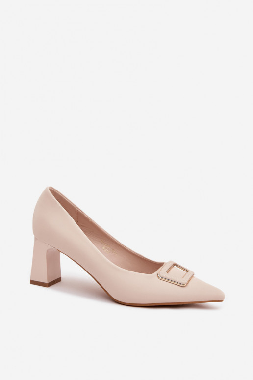Schuhe mit Absätzen dekorieren mit Schnallen Beige Seriva
