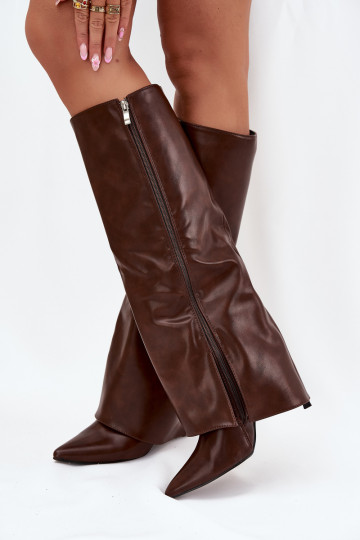 Wärmende Stiefel mit dünnen Absätzen und schokoladenfarbener Choleka „Tamonia" 2