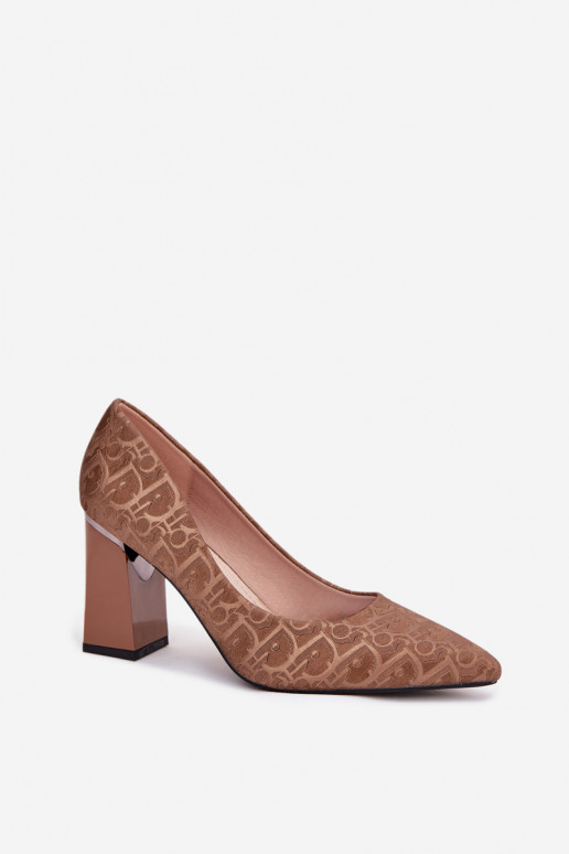 Hochhackige Schuhe Mit Dekorationen Tłoczeniem Vinceza 62254 braune Farbe Hochhackige Schuhe Mit Dekorationen Tłoczeniem Vinceza 62254 braune Farbe