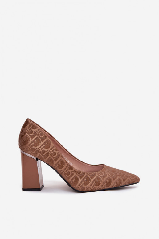 Hochhackige Schuhe Mit Dekorationen Tłoczeniem Vinceza 62254 braune Farbe Hochhackige Schuhe Mit Dekorationen Tłoczeniem Vinceza 62254 braune Farbe