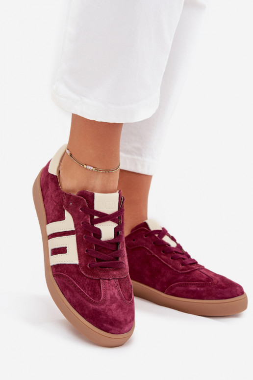 aus INildleder Sneakers Stilvollllschuhe Feminin Vinceza 79557 Burgund