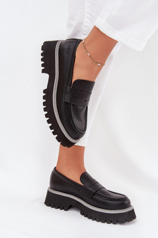 Plateau-Mokassins für Damen Und flache Absätze Big Star NN274049 schZuarze Farbe