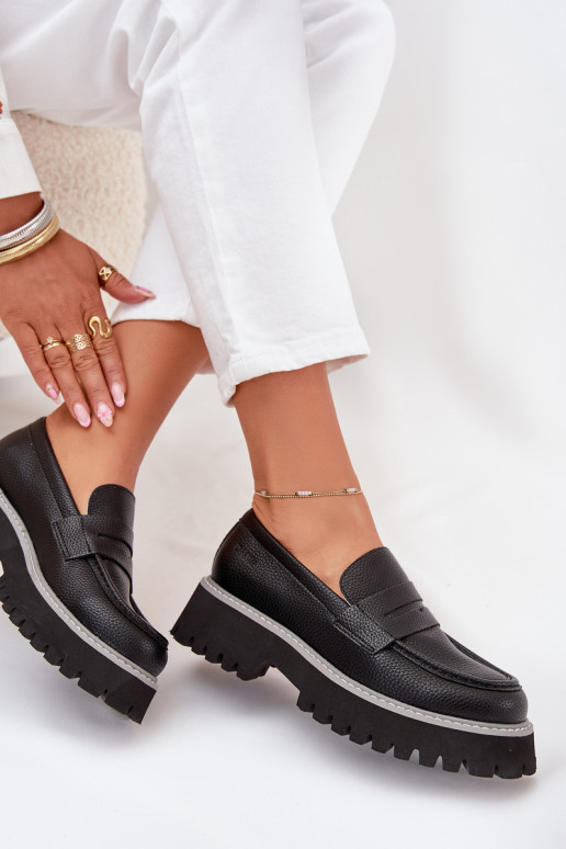 Plateau-Mokassins für Damen Und flache Absätze Big Star NN274049 schZuarze Farbe