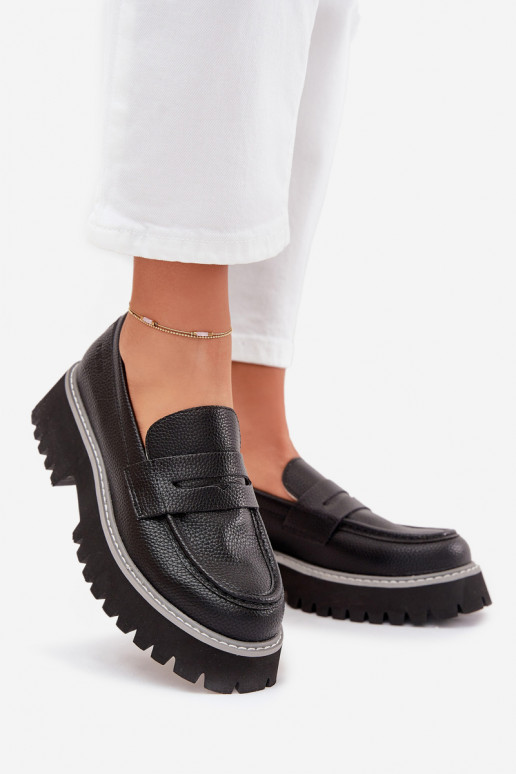 Plateau-Mokassins für Damen Und flache Absätze Big Star NN274049 schZuarze Farbe