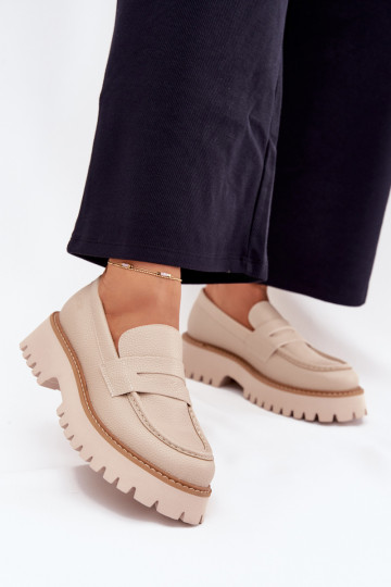 Plateau-Mokassins für Damen Und flache Absätze Big Star NN274050 Beige