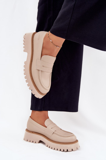 Plateau-Mokassins für Damen Und flache Absätze Big Star NN274050 Beige 2