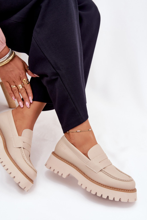 Plateau-Mokassins für Damen Und flache Absätze Big Star NN274050 Beige