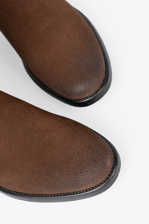 braune Farbe Haut Schuhe mit gerüschtem Oberteil Sergio Leone