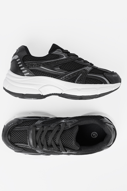 schZuarze Farbe Sneakers Stilvollllschuhe mit Netz i białą podeszZuą