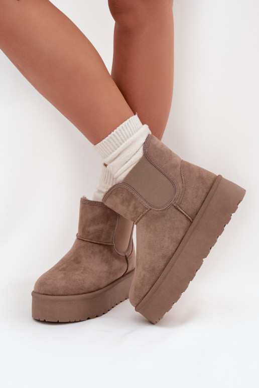 Feminin SchneestiefelElastyczną INstaZuką Khaki-Farbe Kiora