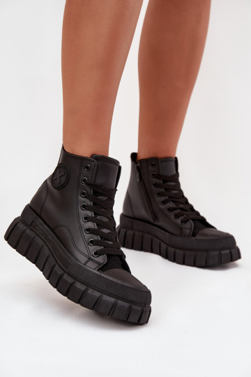 sich Zuarm laufen Freizeitschuhe mit Sohle Feminin mit einer Plattform Sperren schZuarze Farbe Sarira