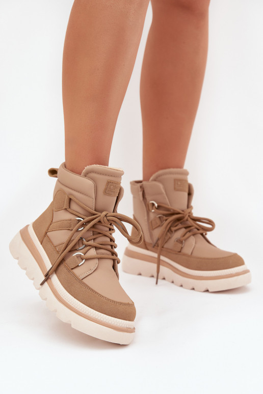 Damenstiefel mit einer Plattform braune Farbe Liorae Damenstiefel mit einer Plattform braune Farbe Liorae