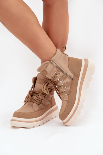 Damenstiefel mit einer Plattform braune Farbe Liorae 2