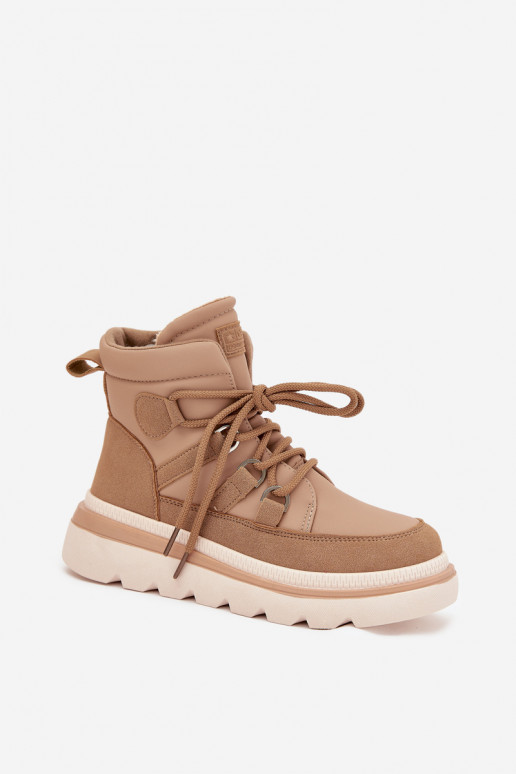 Damenstiefel mit einer Plattform braune Farbe Liorae Damenstiefel mit einer Plattform braune Farbe Liorae
