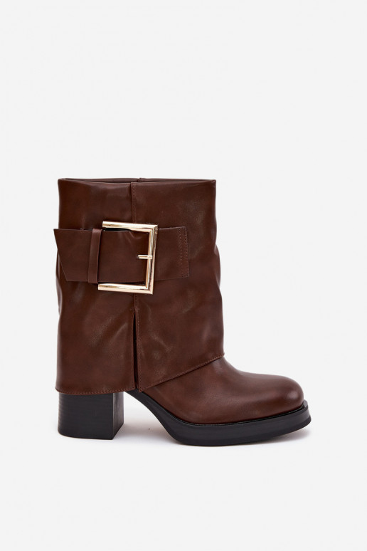 Damenstiefel sich Zuarm laufen mit Absätzen mit goldenen Schnallen braune Farbe Milira Damenstiefel sich Zuarm laufen mit Absätzen mit goldenen Schnallen braune Farbe Milira