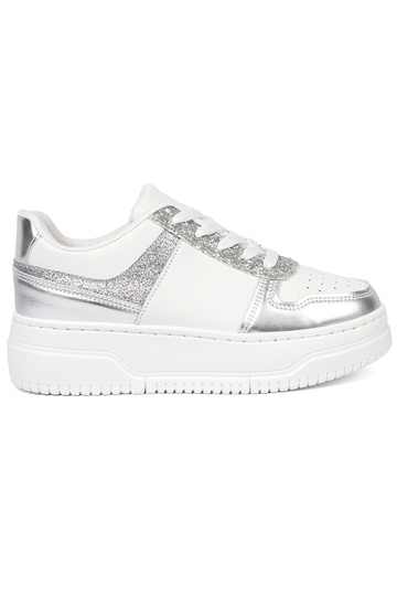 INeiß Silber Sneakers Stilvollllschuhe z połyskującymi detalami 2