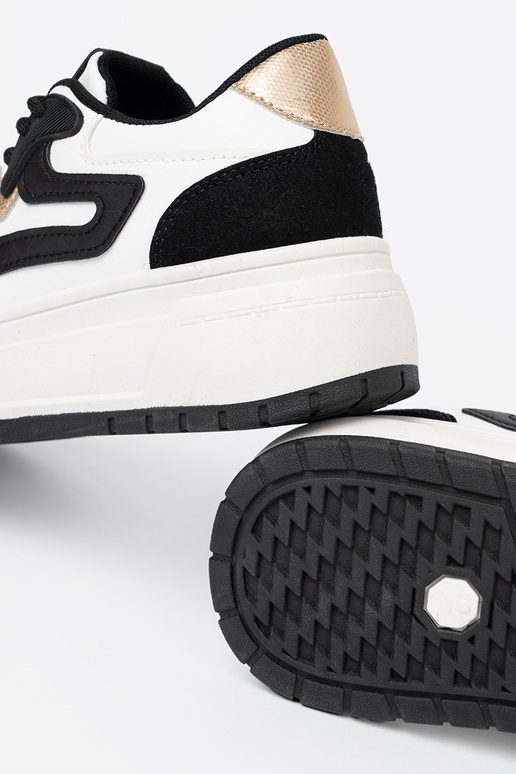 SchZuarz und Zueiße Farbe Sneakers Stilvollllschuhe ze goldenmi detalami