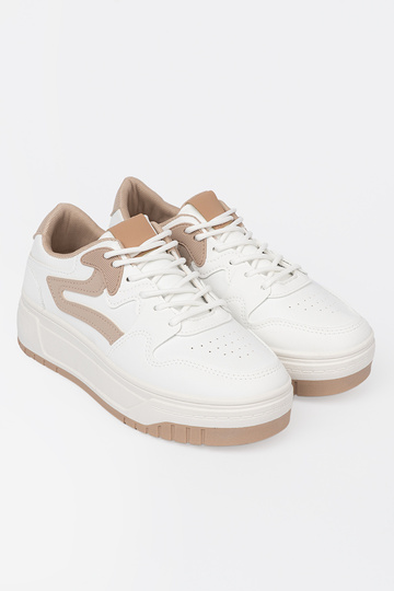 INeiß Beige Sneakers Stilvollllschuhe mit einer Plattform