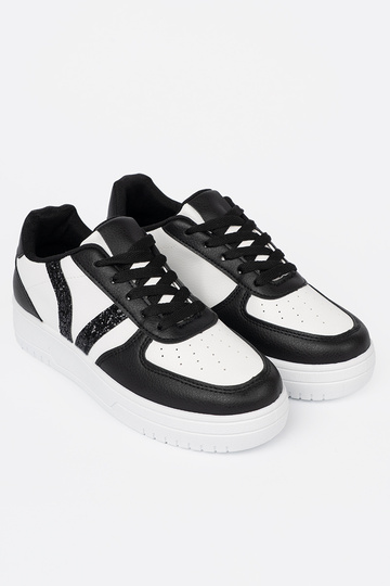 Stilvoll SchZuarz-Zueiße Farbe Sneakers Stilvollllschuhe z funkelnoZuymi ZustaZukami