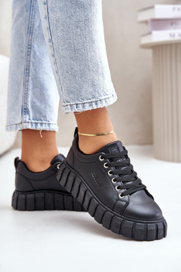 Wärmende Damen Sneakers Big Star MM274617 schwarze Farbe 2