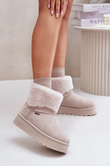 Schneestiefel mit einer Plattform mit Pelzmantel Big Star OO274A107 elfenbeinfarbe 2
