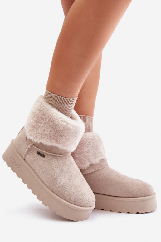 Schneestiefel mit einer Plattform mit Pelzmantel Big Star OO274A107 elfenbeinfarbe