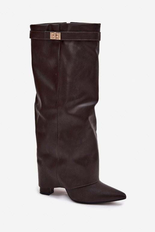 Damenstiefel mit AbsätzenINyZuiniętą CholeZuką I goldene Farbem Detalem CzekoladoZue Diorna Damenstiefel mit AbsätzenINyZuiniętą CholeZuką I goldene Farbem Detalem CzekoladoZue Diorna