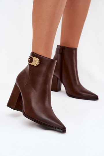 Damen Stiefeletten mit goldenen Details, schokoladenfarbene Farbe Tharina 2