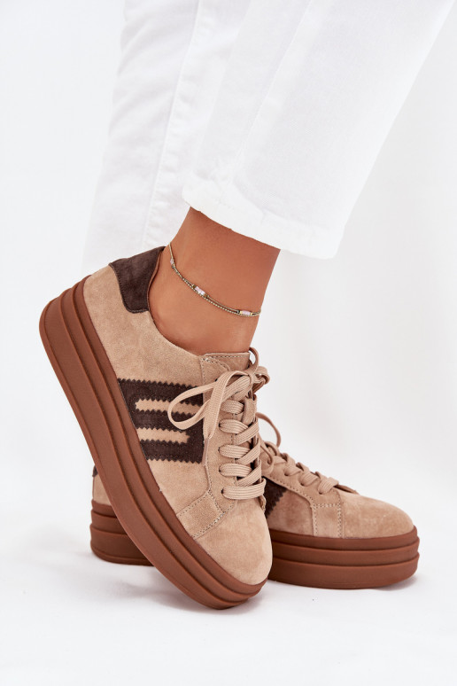 Sneakers Stilvollllschuhe Feminin mit einer PlattformErmöglichtturalnego aus INildlederu Beige Eldira Sneakers Stilvollllschuhe Feminin mit einer PlattformErmöglichtturalnego aus INildlederu Beige Eldira
