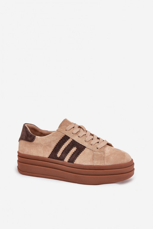 Sneakers Stilvollllschuhe Feminin mit einer PlattformErmöglichtturalnego aus INildlederu Beige Eldira Sneakers Stilvollllschuhe Feminin mit einer PlattformErmöglichtturalnego aus INildlederu Beige Eldira