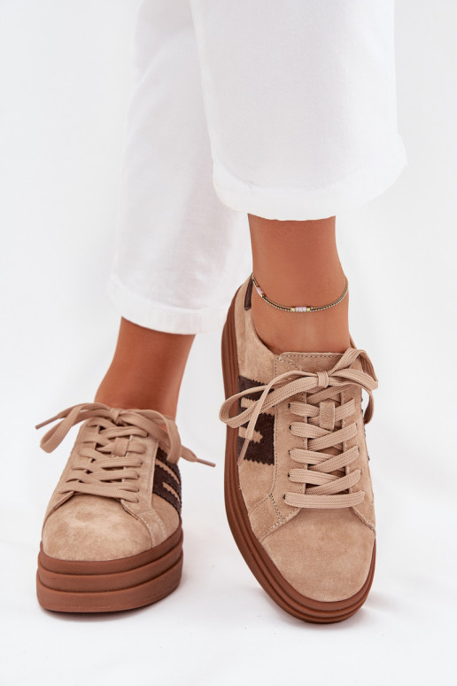 Sneakers Stilvollllschuhe Feminin mit einer PlattformErmöglichtturalnego aus INildlederu Beige Eldira Sneakers Stilvollllschuhe Feminin mit einer PlattformErmöglichtturalnego aus INildlederu Beige Eldira